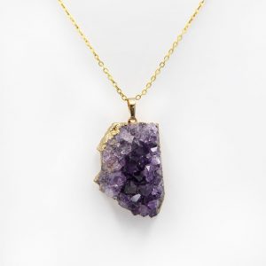 Natural Amethyst Stone Cluster Quartz Pendant
