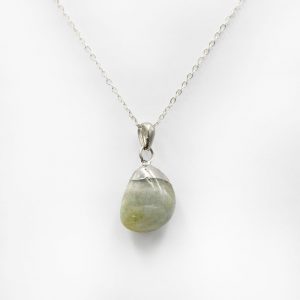 Natural Aquamarine Stone Silver Pendant