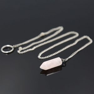 Natural Rose Quartz Point Keyring