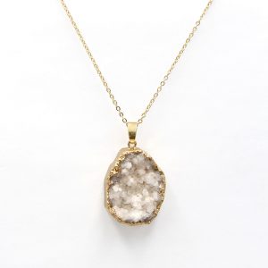 Natural White Quartz Rock Crystal Cluster Pendant