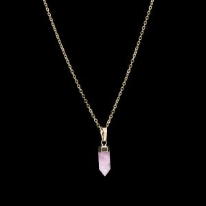 Rose Quartz Point Gold Pendant