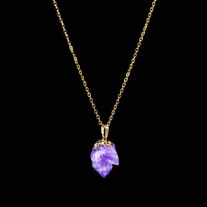 Natural Amethyst Gold Pendant